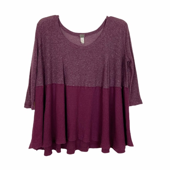 Free People Half & Half Thermal Waffle Knit Top XS - Picture 3 of 7